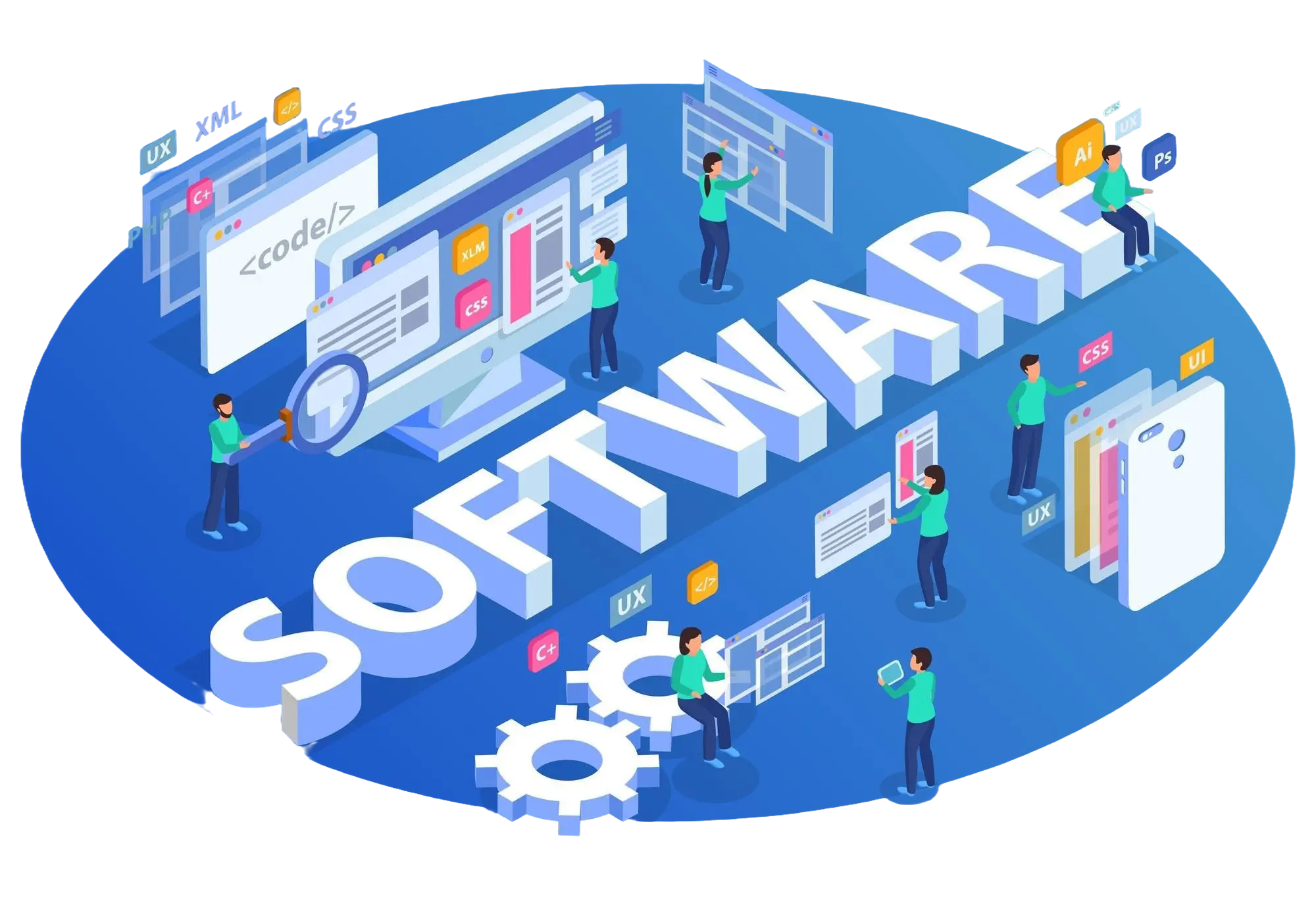 Custom software development illustration